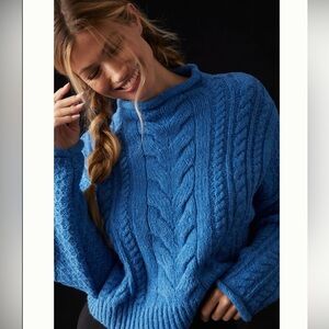 Pilcro Mock Neck Cable Knit Sweater